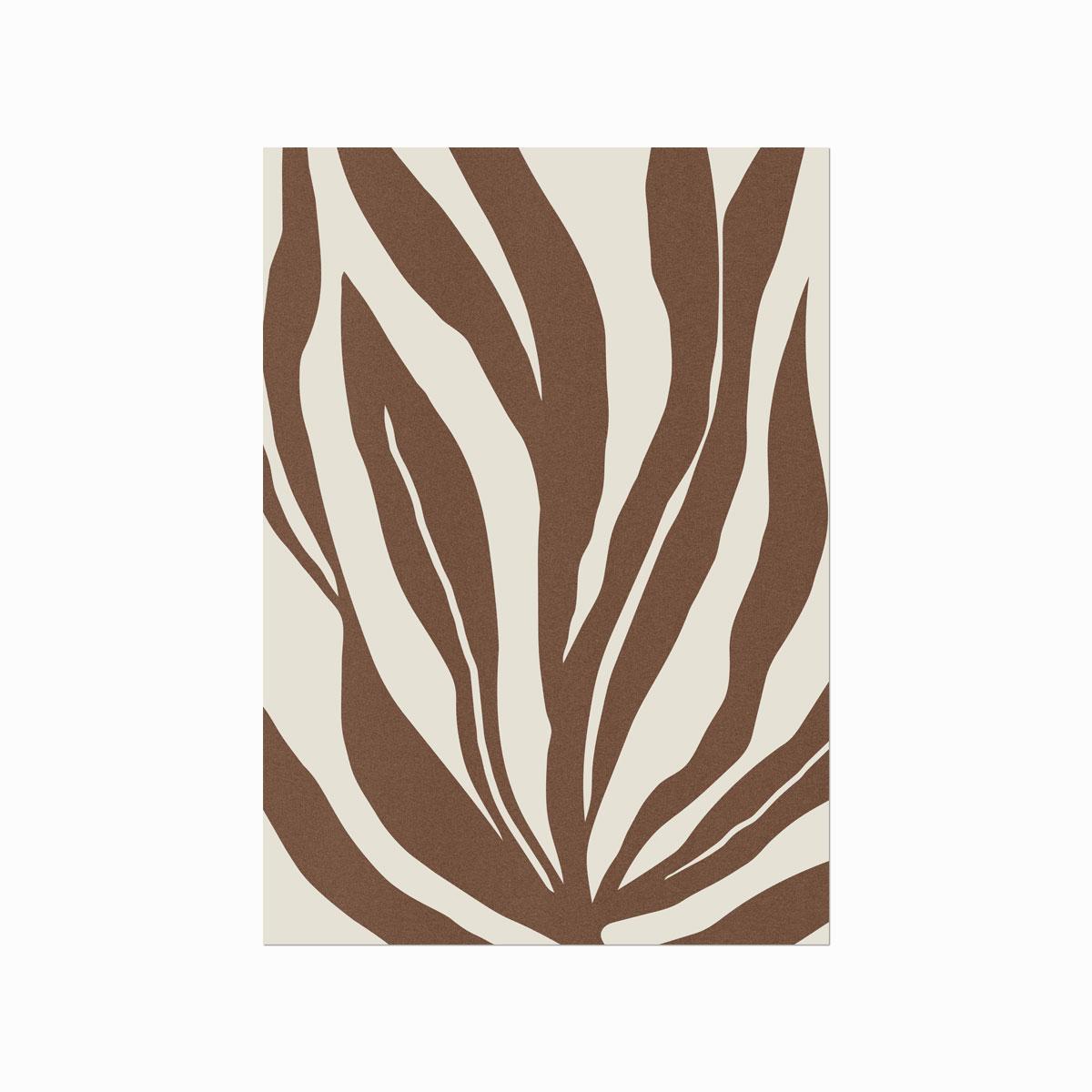 Abstract Botanical plakat med organiske brune bladformer på lys baggrund