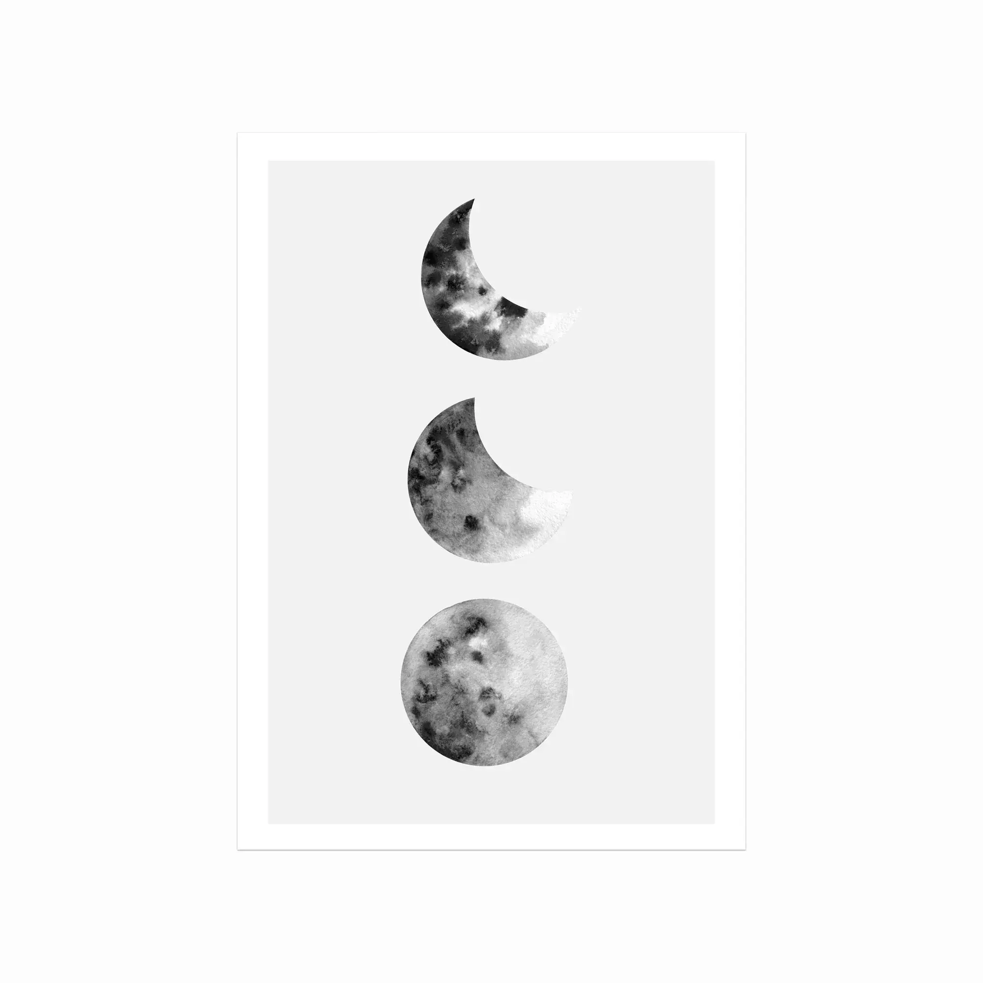 Moon Phase plakat med tre måneformer i gråtoner fra Designplakater