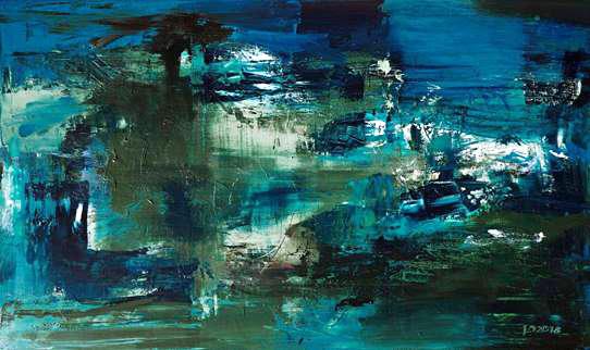 Det brede maleri Turmoil in greenish blue af Vladimir Jelnorovich