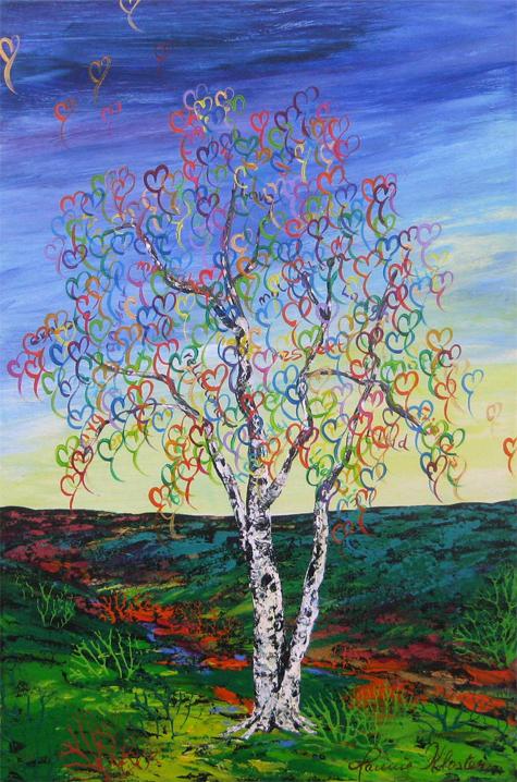 Maleriet Tree of life af Jannie Kloster i højformat